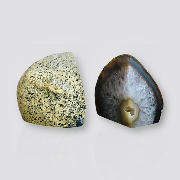 Large Crystal Bookends Agate w Geode Center Book Ends Pair: 4+ lbs. (BF) - Picture 6 of 7